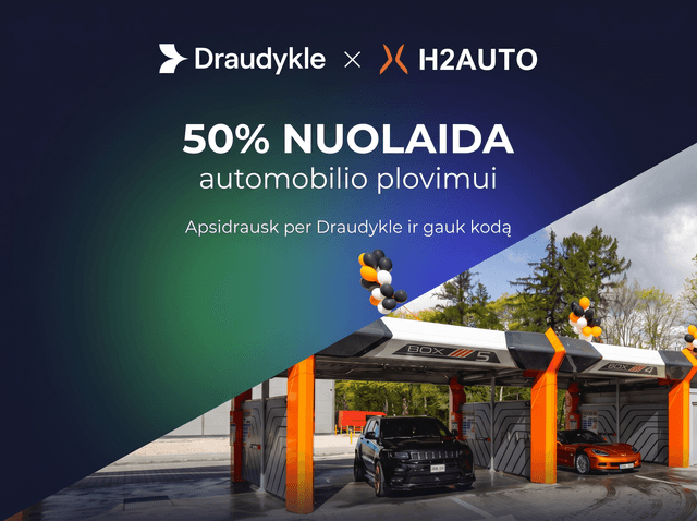 Draudykle × H2AUTO: apsidrausk ir gauk 50% nuolaidą automobilio plovimui
